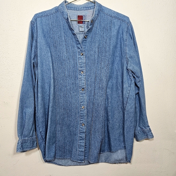 Sunbelt Tops - Sun Belt Blue Denim Button-Up Shirt Sz L Womens